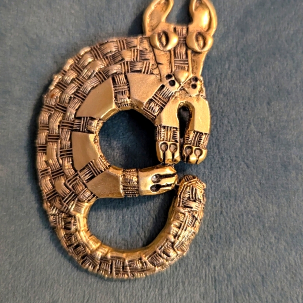 Gold Tone Cat (Or Amardillo?) Brooch